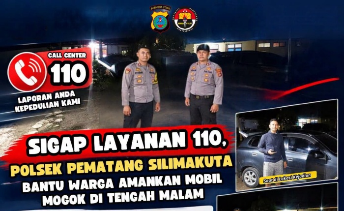 Berkat Layanan 110, Supir Mobil Mogok Tengah Malam Ditolong Anggota Polsek Pematang Silimakuta